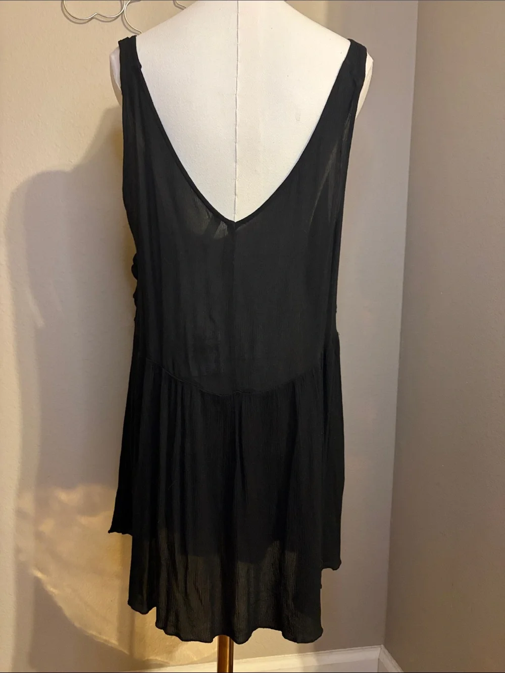 Free People Intimately Collection black beaded sequin mini dress